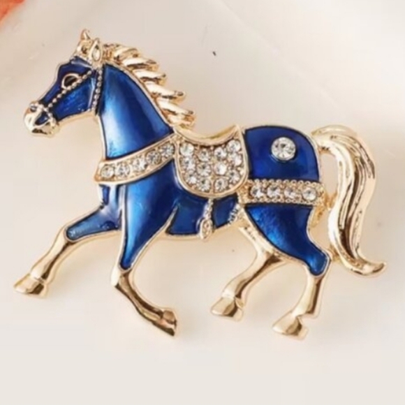 Boutique Jewelry - New Horse Brooch Blue